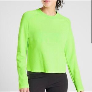 Athleta Turbo Seamless Cropped Crewneck in Neon Green - Size Small